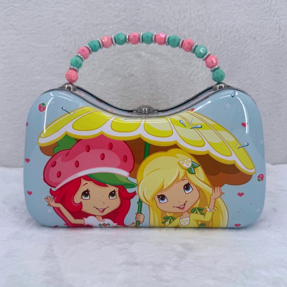 Strawberry Shortcake Lemon Meringue Tin Purse Beaded Handle 2010s The Tin Box Co